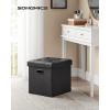 imageSONGMICS MAZIE Collection  15 Inches Ottoman with Storage Footstool Storage Ottoman with Metal Grommet Handles Load 660 lb for Dorm Living Room Bedroom Synthetic Leather Black ULSF30BBlack