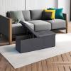imageSONGMICS MAZIE Collection  15 Inches Ottoman with Storage Footstool Storage Ottoman with Metal Grommet Handles Load 660 lb for Dorm Living Room Bedroom Synthetic Leather Black ULSF30BDark Gray