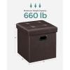 imageSONGMICS MAZIE Collection  15 Inches Ottoman with Storage Footstool Storage Ottoman with Metal Grommet Handles Load 660 lb for Dorm Living Room Bedroom Synthetic Leather Black ULSF30BBrown