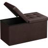 imageSONGMICS MAZIE Collection  15 Inches Ottoman with Storage Footstool Storage Ottoman with Metal Grommet Handles Load 660 lb for Dorm Living Room Bedroom Synthetic Leather Black ULSF30BBrown