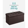 imageSONGMICS MAZIE Collection  15 Inches Ottoman with Storage Footstool Storage Ottoman with Metal Grommet Handles Load 660 lb for Dorm Living Room Bedroom Synthetic Leather Black ULSF30BBrown