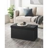 imageSONGMICS MAZIE Collection  15 Inches Ottoman with Storage Footstool Storage Ottoman with Metal Grommet Handles Load 660 lb for Dorm Living Room Bedroom Synthetic Leather Black ULSF30BBlack