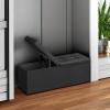 imageSONGMICS MAZIE Collection  15 Inches Ottoman with Storage Footstool Storage Ottoman with Metal Grommet Handles Load 660 lb for Dorm Living Room Bedroom Synthetic Leather Black ULSF30BBlack