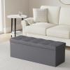 imageSONGMICS MAZIE Collection  15 Inches Ottoman with Storage Footstool Storage Ottoman with Metal Grommet Handles Load 660 lb for Dorm Living Room Bedroom Synthetic Leather Black ULSF30BDark Gray