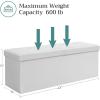 imageSONGMICS MAZIE Collection  15 Inches Ottoman with Storage Footstool Storage Ottoman with Metal Grommet Handles Load 660 lb for Dorm Living Room Bedroom Synthetic Leather Black ULSF30BWhite