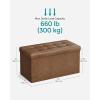 imageSONGMICS MAZIE Collection  15 Inches Ottoman with Storage Footstool Storage Ottoman with Metal Grommet Handles Load 660 lb for Dorm Living Room Bedroom Synthetic Leather Black ULSF30BCoffee Brown