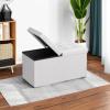 imageSONGMICS MAZIE Collection  15 Inches Ottoman with Storage Footstool Storage Ottoman with Metal Grommet Handles Load 660 lb for Dorm Living Room Bedroom Synthetic Leather Black ULSF30BWhite