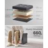 imageSONGMICS MAZIE Collection  15 Inches Ottoman with Storage Footstool Storage Ottoman with Metal Grommet Handles Load 660 lb for Dorm Living Room Bedroom Synthetic Leather Black ULSF30BDark Gray