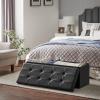 imageSONGMICS MAZIE Collection  15 Inches Ottoman with Storage Footstool Storage Ottoman with Metal Grommet Handles Load 660 lb for Dorm Living Room Bedroom Synthetic Leather Black ULSF30BBlack