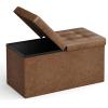 imageSONGMICS MAZIE Collection  15 Inches Ottoman with Storage Footstool Storage Ottoman with Metal Grommet Handles Load 660 lb for Dorm Living Room Bedroom Synthetic Leather Black ULSF30BCoffee Brown