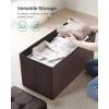 imageSONGMICS MAZIE Collection  15 Inches Ottoman with Storage Footstool Storage Ottoman with Metal Grommet Handles Load 660 lb for Dorm Living Room Bedroom Synthetic Leather Black ULSF30BBrown