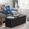 imageSONGMICS MAZIE Collection  15 Inches Ottoman with Storage Footstool Storage Ottoman with Metal Grommet Handles Load 660 lb for Dorm Living Room Bedroom Synthetic Leather Black ULSF30BBlack