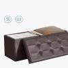 imageSONGMICS MAZIE Collection  15 Inches Ottoman with Storage Footstool Storage Ottoman with Metal Grommet Handles Load 660 lb for Dorm Living Room Bedroom Synthetic Leather Black ULSF30BBrown