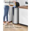 imageSONGMICS Motion Sensor Trash Can 13 Gallon Automatic Kitchen Garbage Can MultiColored Indicator Lights Ozone Odor Control StayOpen Lid Tall Stainless Steel Silver ULTB620E50V1