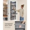 imageSONGMICS Over The Door Organizer Hanging Door Organizer with 5 Large Pockets 5Tier Fabric Storage Transparent Nylon Mesh Foldable Metal Hooks with Side Pouches Cloud White URDH007W01Dove Gray