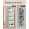 imageSONGMICS Over The Door Organizer Hanging Door Organizer with 5 Large Pockets 5Tier Fabric Storage Transparent Nylon Mesh Foldable Metal Hooks with Side Pouches Cloud White URDH007W01Cloud White