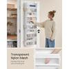 imageSONGMICS Over The Door Organizer Hanging Door Organizer with 5 Large Pockets 5Tier Fabric Storage Transparent Nylon Mesh Foldable Metal Hooks with Side Pouches Cloud White URDH007W01Cloud White