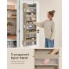 imageSONGMICS Over The Door Organizer Hanging Door Organizer with 5 Large Pockets 5Tier Fabric Storage Transparent Nylon Mesh Foldable Metal Hooks with Side Pouches Cloud White URDH007W01Summer Sand