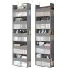 imageSONGMICS Over The Door Organizer Hanging Door Organizer with 5 Large Pockets 5Tier Fabric Storage Transparent Nylon Mesh Foldable Metal Hooks with Side Pouches Cloud White URDH007W01Dove Gray