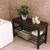 imageSONGMICS Shoe Bench 3Tier Shoe Rack for Entryway Storage Organizer with Foam Padded Seat Faux Leather Metal Frame for Living Room Hallway 122 x 319 x 193 Inches Black ULBS58HBrown
