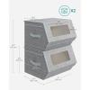 imageSONGMICS Stackable Storage Bins Set of 2 Storage Boxes with Lids and Front Windows NonWoven Fabric Closet Organizers with Magnetic Closures Side Handles Dark Gray URPLB02GDove Gray