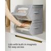 imageSONGMICS Stackable Storage Bins Set of 2 Storage Boxes with Lids and Front Windows NonWoven Fabric Closet Organizers with Magnetic Closures Side Handles Dark Gray URPLB02GDove Gray