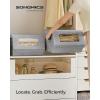 imageSONGMICS Stackable Storage Bins Set of 2 Storage Boxes with Lids and Front Windows NonWoven Fabric Closet Organizers with Magnetic Closures Side Handles Dark Gray URPLB02GDove Gray