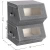 imageSONGMICS Stackable Storage Bins Set of 2 Storage Boxes with Lids and Front Windows NonWoven Fabric Closet Organizers with Magnetic Closures Side Handles Dark Gray URPLB02GDark Gray