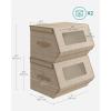 imageSONGMICS Stackable Storage Bins Set of 2 Storage Boxes with Lids and Front Windows NonWoven Fabric Closet Organizers with Magnetic Closures Side Handles Dark Gray URPLB02GSand Beige