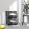 imageSONGMICS Stackable Storage Bins Set of 2 Storage Boxes with Lids and Front Windows NonWoven Fabric Closet Organizers with Magnetic Closures Side Handles Dark Gray URPLB02GDark Gray