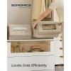 imageSONGMICS Stackable Storage Bins Set of 2 Storage Boxes with Lids and Front Windows NonWoven Fabric Closet Organizers with Magnetic Closures Side Handles Dark Gray URPLB02GSand Beige