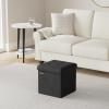 imageSONGMICS Storage Ottoman Foldable Small Ottoman Foot Rest 122 x 161 Inches Foot Stool Load up to 286 lb for Living Room Bedroom Dorm Jelly Pink ULSF200R01Ink Black