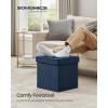 imageSONGMICS Storage Ottoman Foldable Small Ottoman Foot Rest 122 x 161 Inches Foot Stool Load up to 286 lb for Living Room Bedroom Dorm Jelly Pink ULSF200R01Midnight Blue