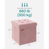 imageSONGMICS Storage Ottoman Foldable Small Ottoman Foot Rest 122 x 161 Inches Foot Stool Load up to 286 lb for Living Room Bedroom Dorm Jelly Pink ULSF200R01Jelly Pink