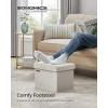 imageSONGMICS Storage Ottoman Foldable Small Ottoman Foot Rest 122 x 161 Inches Foot Stool Load up to 286 lb for Living Room Bedroom Dorm Jelly Pink ULSF200R01Cream White
