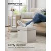 imageSONGMICS Storage Ottoman Foldable Small Ottoman Foot Rest 122 x 161 Inches Foot Stool Load up to 286 lb for Living Room Bedroom Dorm Jelly Pink ULSF200R01Cream White