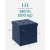 imageSONGMICS Storage Ottoman Foldable Small Ottoman Foot Rest 122 x 161 Inches Foot Stool Load up to 286 lb for Living Room Bedroom Dorm Jelly Pink ULSF200R01Midnight Blue