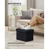 imageSONGMICS Storage Ottoman Foldable Small Ottoman Foot Rest 122 x 161 Inches Foot Stool Load up to 286 lb for Living Room Bedroom Dorm Jelly Pink ULSF200R01Ink Black