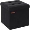 imageSONGMICS Storage Ottoman Foldable Small Ottoman Foot Rest 122 x 161 Inches Foot Stool Load up to 286 lb for Living Room Bedroom Dorm Jelly Pink ULSF200R01Ink Black