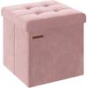 imageSONGMICS Storage Ottoman Foldable Small Ottoman Foot Rest 122 x 161 Inches Foot Stool Load up to 286 lb for Living Room Bedroom Dorm Jelly Pink ULSF200R01Jelly Pink