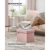 imageSONGMICS Storage Ottoman Foldable Small Ottoman Foot Rest 122 x 161 Inches Foot Stool Load up to 286 lb for Living Room Bedroom Dorm Jelly Pink ULSF200R01Jelly Pink