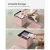 imageSONGMICS Storage Ottoman Foldable Small Ottoman Foot Rest 122 x 161 Inches Foot Stool Load up to 286 lb for Living Room Bedroom Dorm Jelly Pink ULSF200R01Jelly Pink