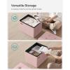 imageSONGMICS Storage Ottoman Foldable Small Ottoman Foot Rest 122 x 161 Inches Foot Stool Load up to 286 lb for Living Room Bedroom Dorm Jelly Pink ULSF200R01Jelly Pink