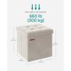 imageSONGMICS Storage Ottoman Foldable Small Ottoman Foot Rest 122 x 161 Inches Foot Stool Load up to 286 lb for Living Room Bedroom Dorm Jelly Pink ULSF200R01Cream White