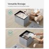 imageSONGMICS Storage Ottoman Foldable Small Ottoman Foot Rest 122 x 161 Inches Foot Stool Load up to 286 lb for Living Room Bedroom Dorm Jelly Pink ULSF200R01Dove Gray