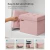 imageSONGMICS Storage Ottoman Foldable Small Ottoman Foot Rest 122 x 161 Inches Foot Stool Load up to 286 lb for Living Room Bedroom Dorm Jelly Pink ULSF200R01Jelly Pink
