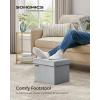 imageSONGMICS Storage Ottoman Foldable Small Ottoman Foot Rest 122 x 161 Inches Foot Stool Load up to 286 lb for Living Room Bedroom Dorm Jelly Pink ULSF200R01Dove Gray