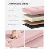 imageSONGMICS Storage Ottoman Foldable Small Ottoman Foot Rest 122 x 161 Inches Foot Stool Load up to 286 lb for Living Room Bedroom Dorm Jelly Pink ULSF200R01Jelly Pink