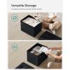 imageSONGMICS Storage Ottoman Foldable Small Ottoman Foot Rest 122 x 161 Inches Foot Stool Load up to 286 lb for Living Room Bedroom Dorm Jelly Pink ULSF200R01Ink Black