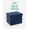 imageSONGMICS Storage Ottoman Foldable Small Ottoman Foot Rest 122 x 161 Inches Foot Stool Load up to 286 lb for Living Room Bedroom Dorm Jelly Pink ULSF200R01Midnight Blue